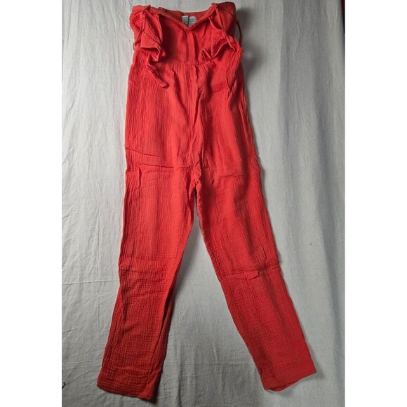Saturday Sunday Anthropologie Isabel‎ Tie Front Jumpsuit Red Sleeveless Women XS - Picture 1 of 16